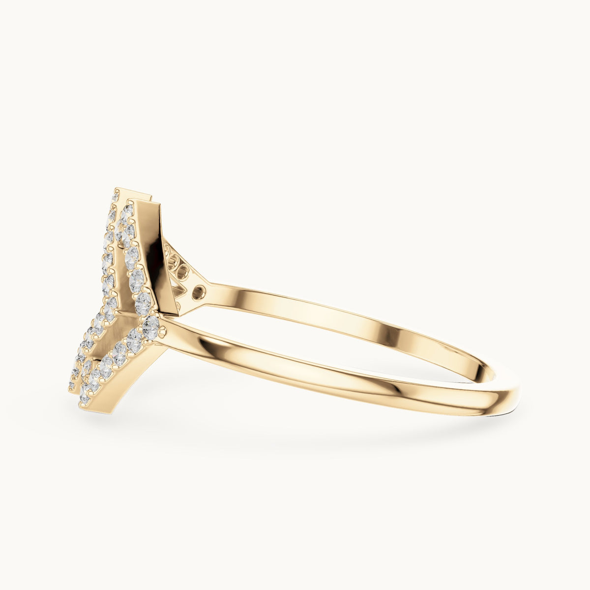 Round lab-grown diamond double kite outline ring in yellow gold, 0.19 CT TW, view 3