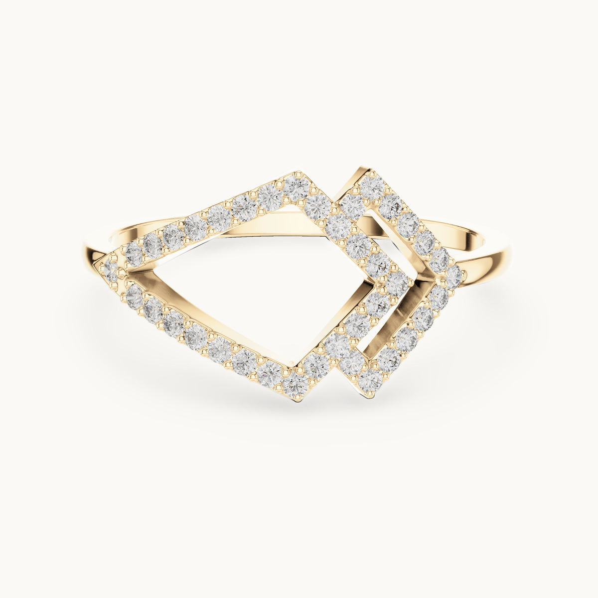 Round lab-grown diamond double kite outline ring in yellow gold, 0.19 CT TW, view 4