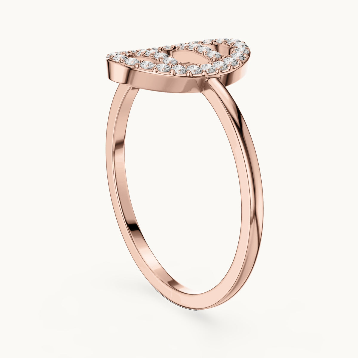 Round lab-grown diamond open oval bar ring in rose gold, 0.19 CT TW, view 1