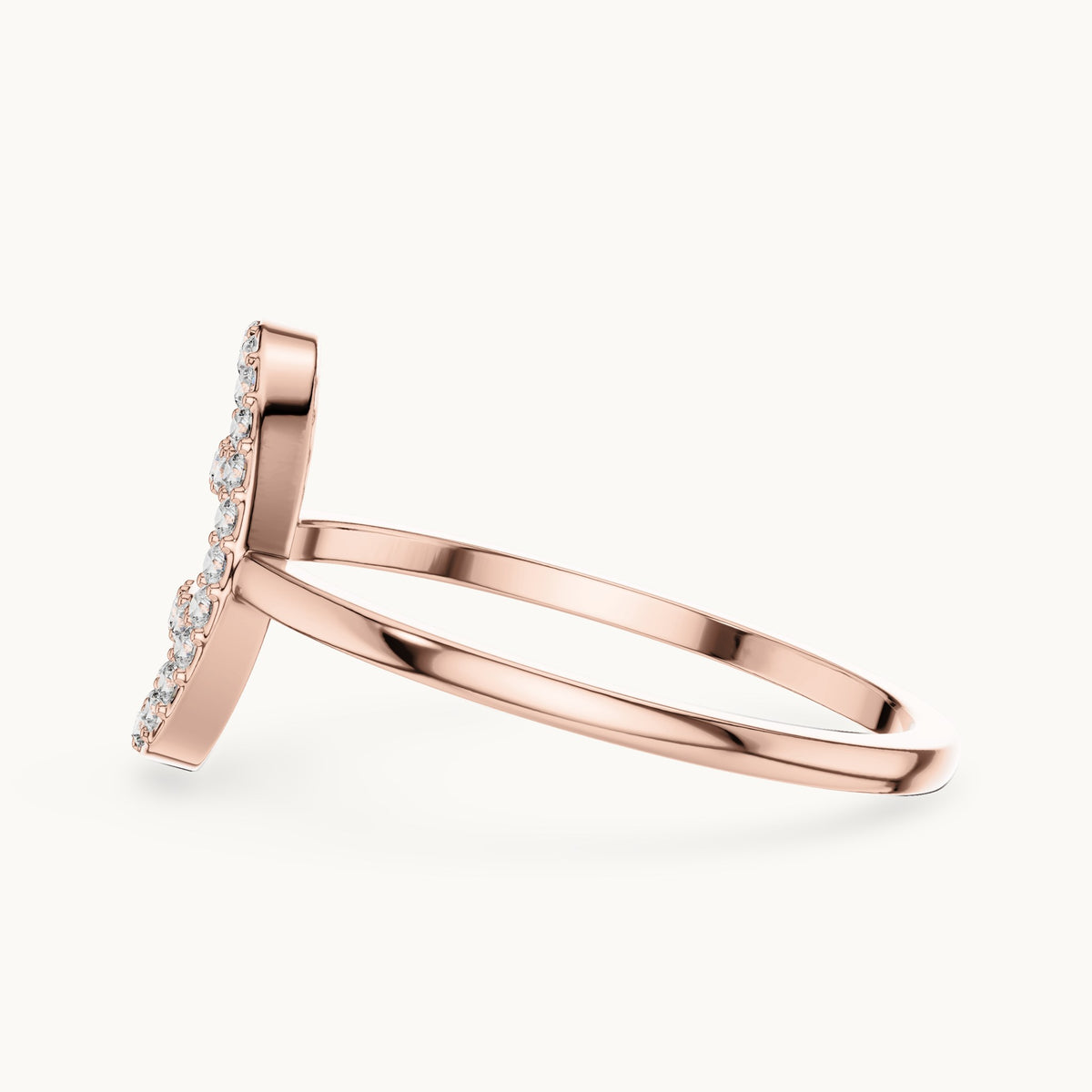 Round lab-grown diamond open oval bar ring in rose gold, 0.19 CT TW, view 3
