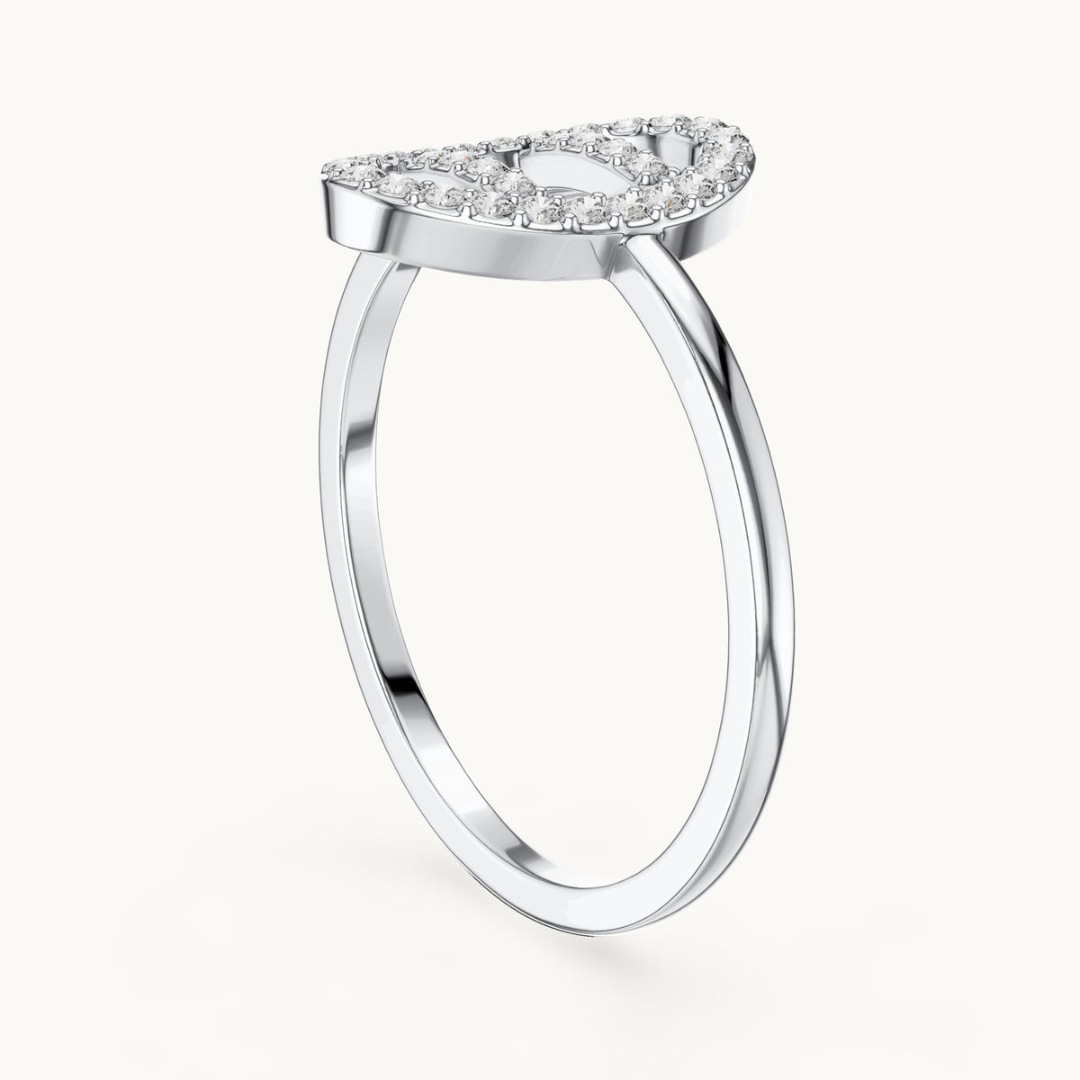 Round lab-grown diamond open oval bar ring in white gold, 0.19 CT TW, view 1
