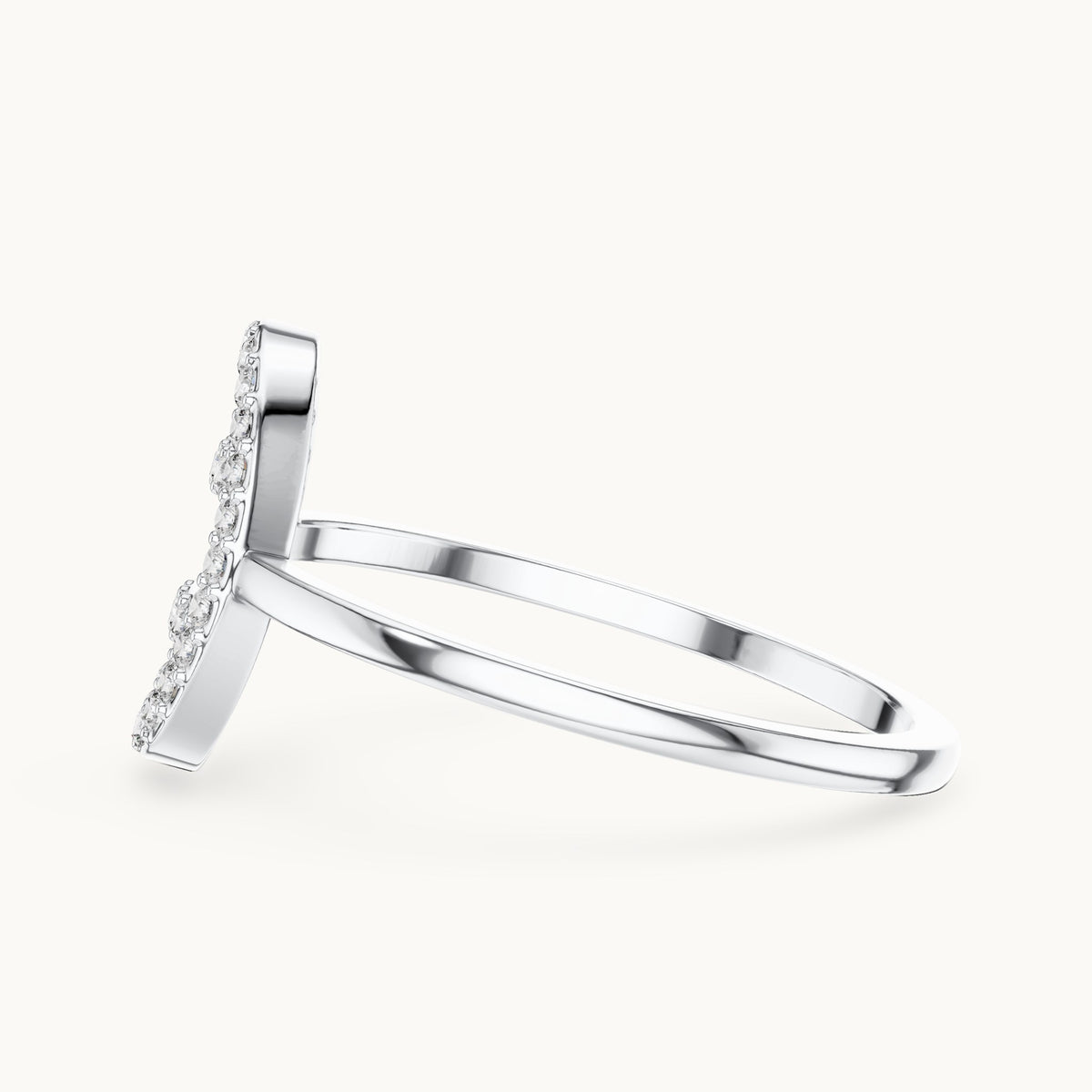 Round lab-grown diamond open oval bar ring in white gold, 0.19 CT TW, view 3