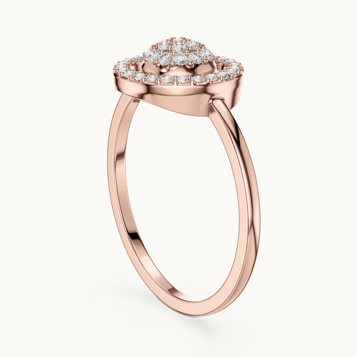 Round lab-grown diamond circle halo cluster ring in rose gold, 0.23 CT TW, view 1