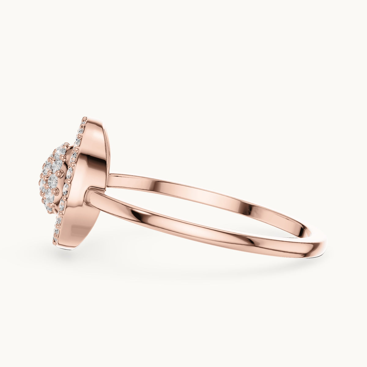Round lab-grown diamond circle halo cluster ring in rose gold, 0.23 CT TW, view 3