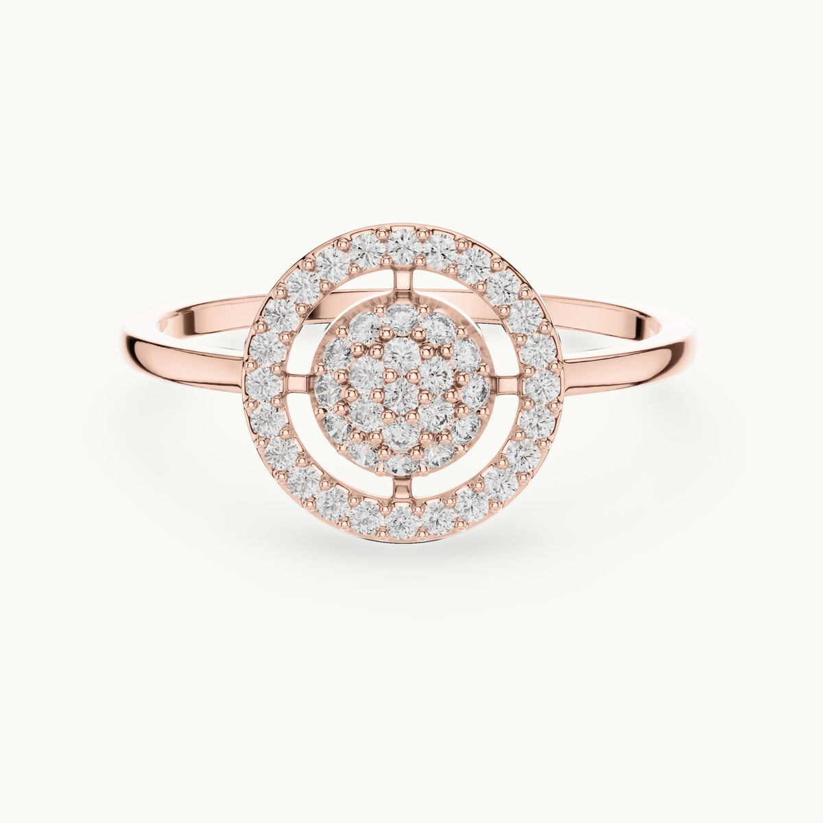 Round lab-grown diamond circle halo cluster ring in rose gold, 0.23 CT TW, view 4