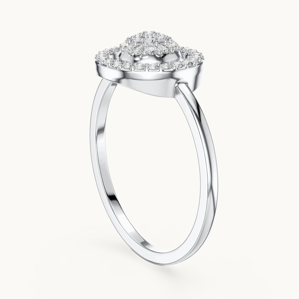 Round lab-grown diamond circle halo cluster ring in white gold, 0.23 CT TW, view 1