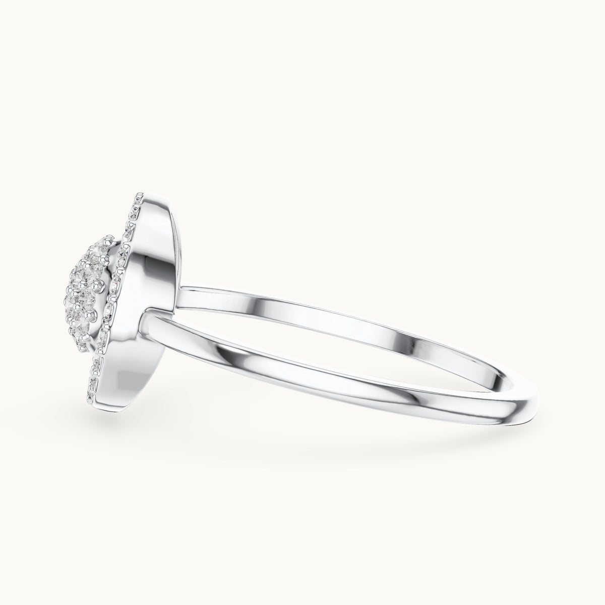 Round lab-grown diamond circle halo cluster ring in white gold, 0.23 CT TW, view 3