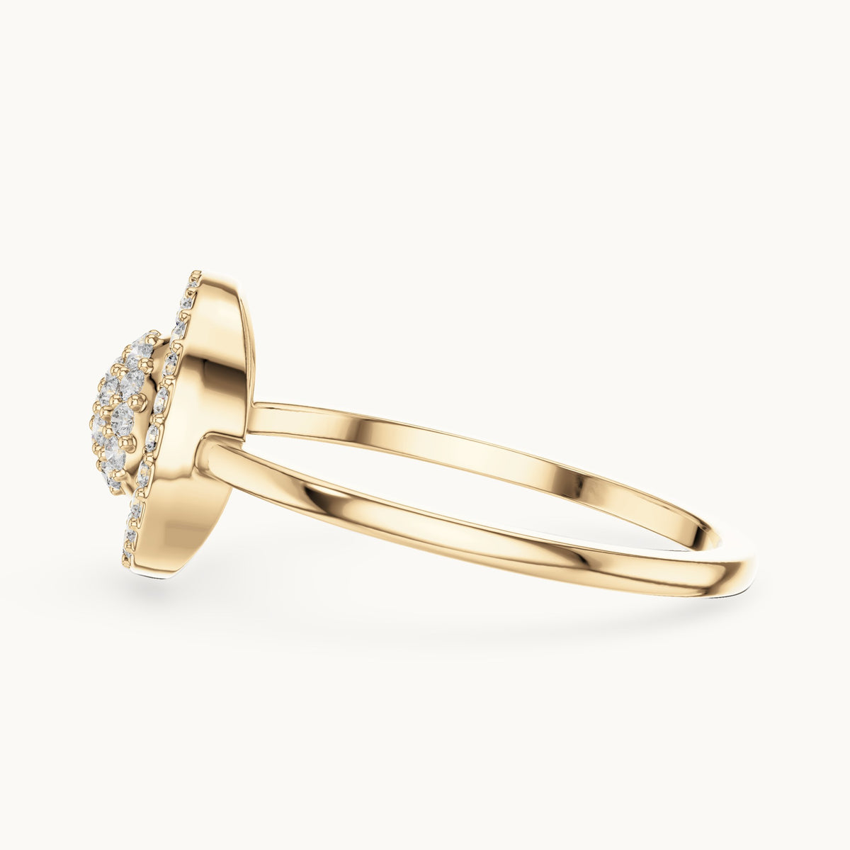 Round lab-grown diamond circle halo cluster ring in yellow gold, 0.23 CT TW, view 3