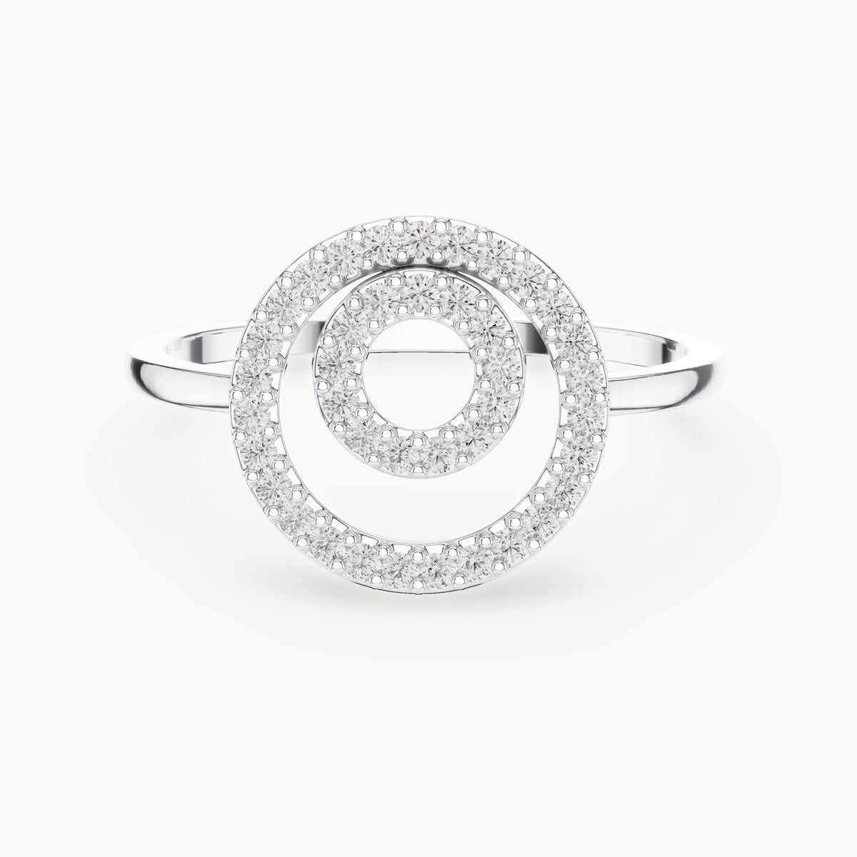 Round lab-grown diamond double circle ring in white gold, 0.20 CT TW, view 4