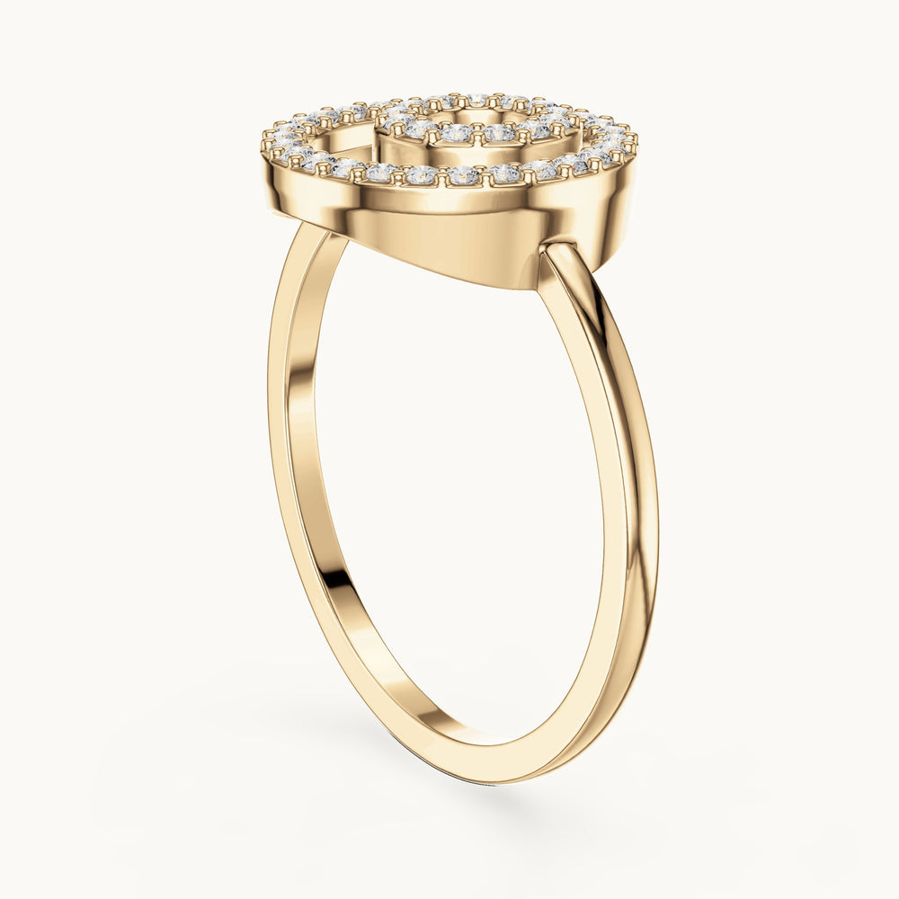 Round lab-grown diamond double circle ring in yellow gold, 0.20 CT TW, view 1