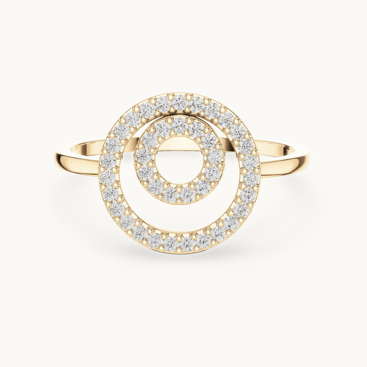 Round lab-grown diamond double circle ring in yellow gold, 0.20 CT TW, view 4