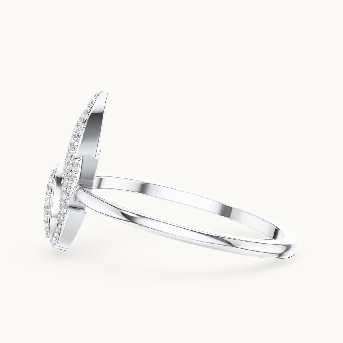 Round lab-grown diamond pave teardrop outline ring in white gold, 0.14 CT TW, view 3