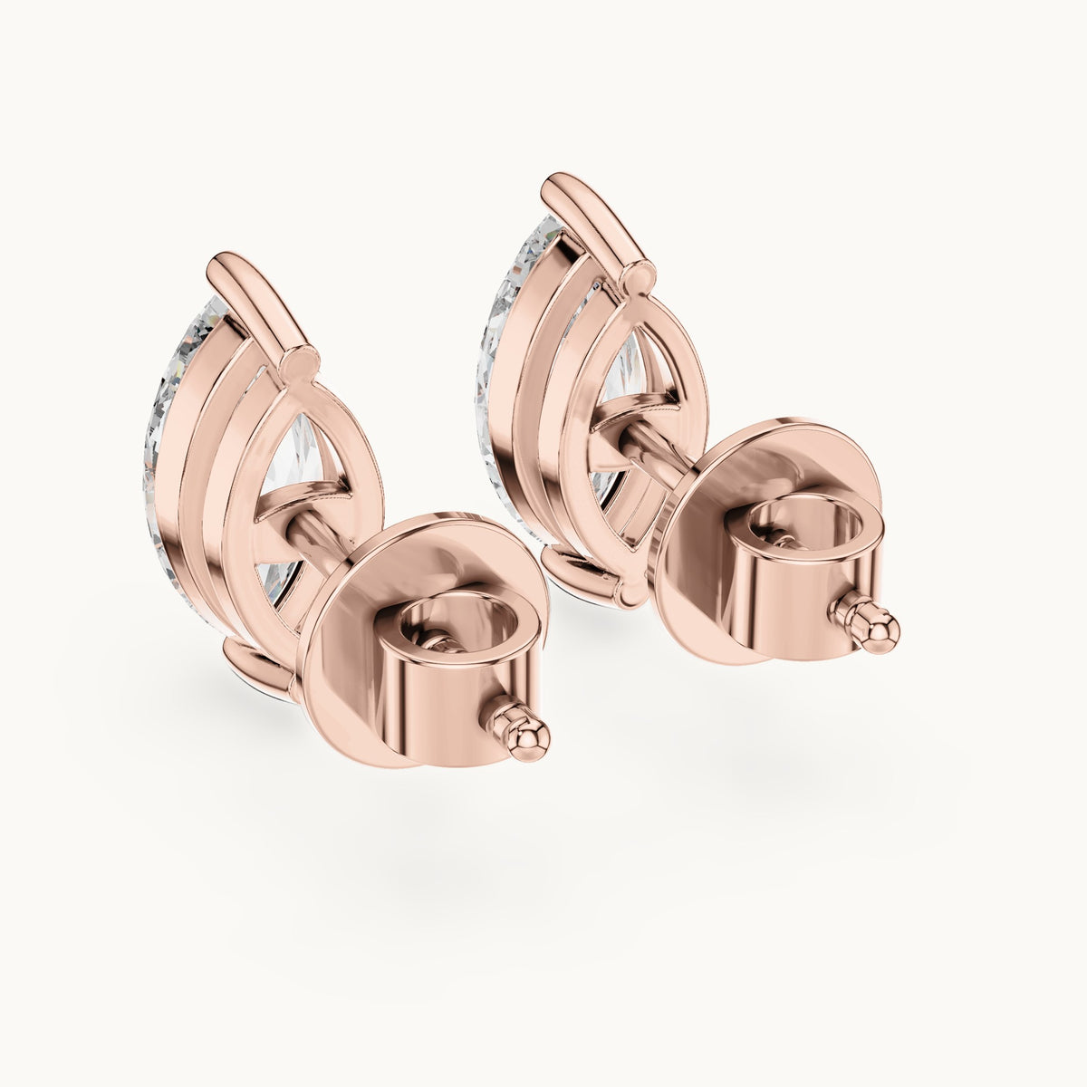 Marquise lab-grown diamond solitaire stud earrings in rose gold, 1.50 CT TW, view 3
