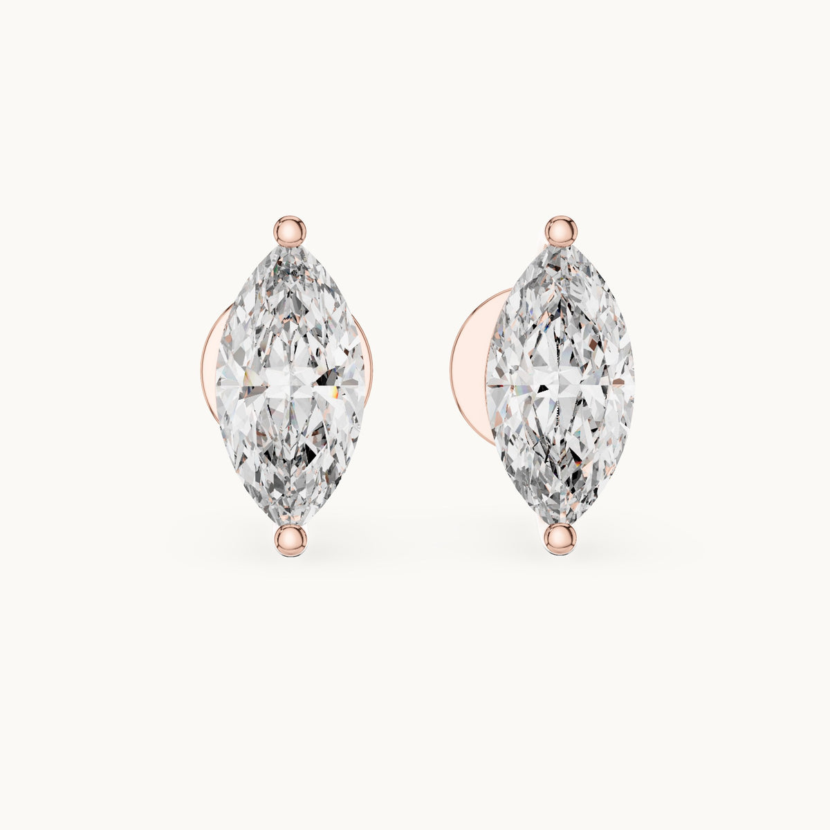 Marquise lab-grown diamond solitaire stud earrings in rose gold, 1.50 CT TW, view 4