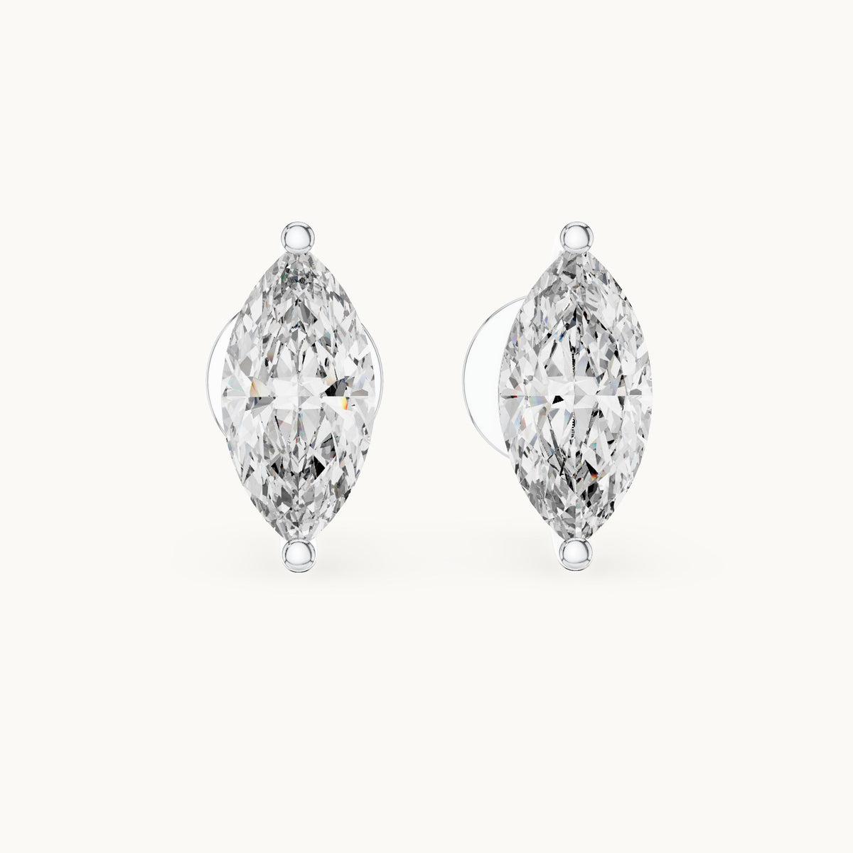 Marquise lab-grown diamond solitaire stud earrings in white gold, 1.50 CT TW, view 4