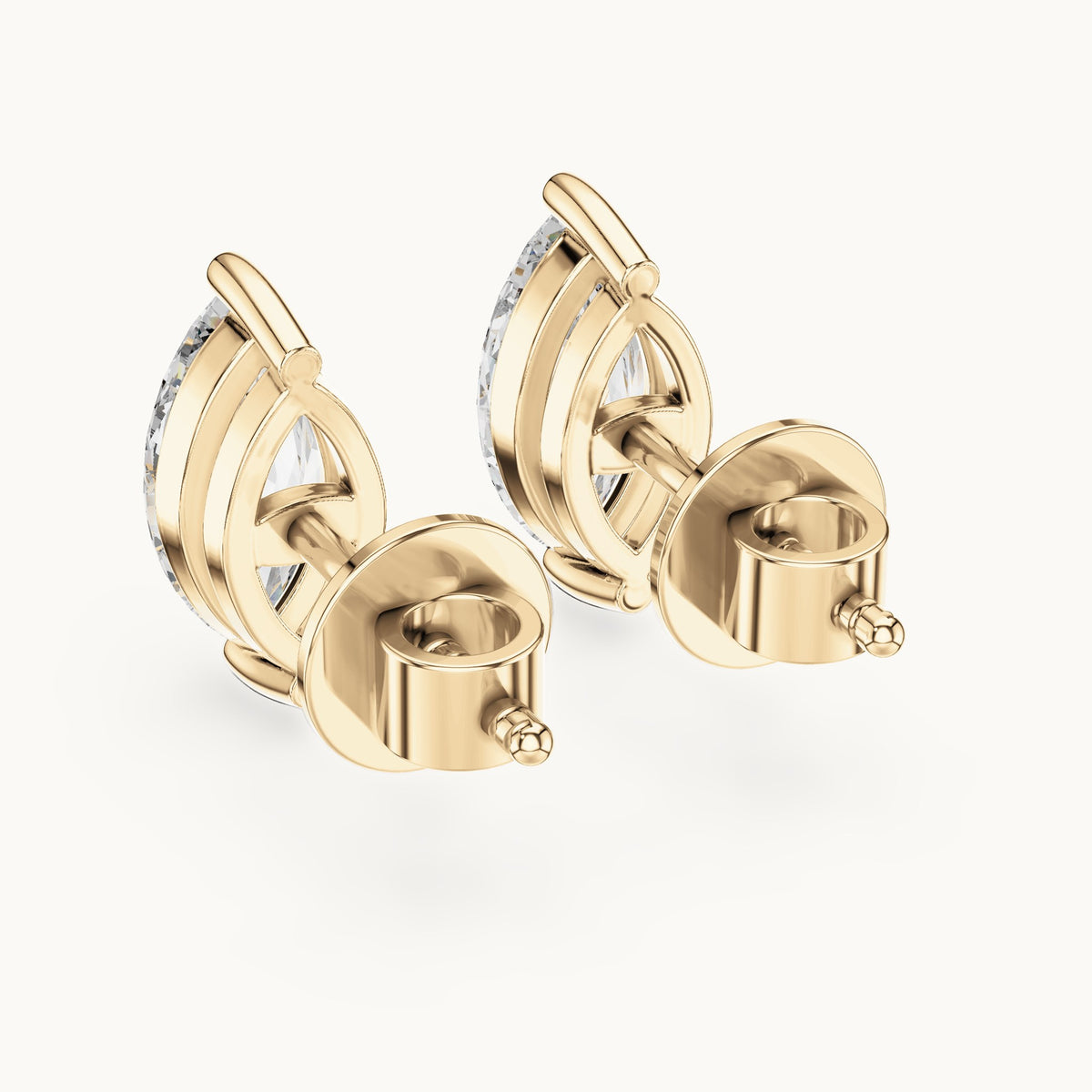 Marquise lab-grown diamond solitaire stud earrings in yellow gold, 1.50 CT TW, view 3