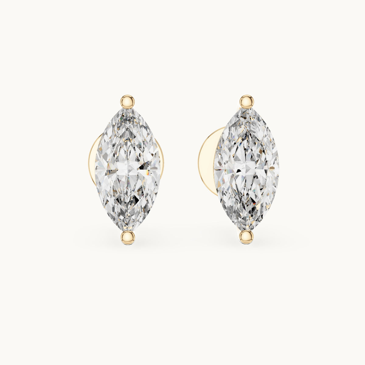 Marquise lab-grown diamond solitaire stud earrings in yellow gold, 1.50 CT TW, view 4