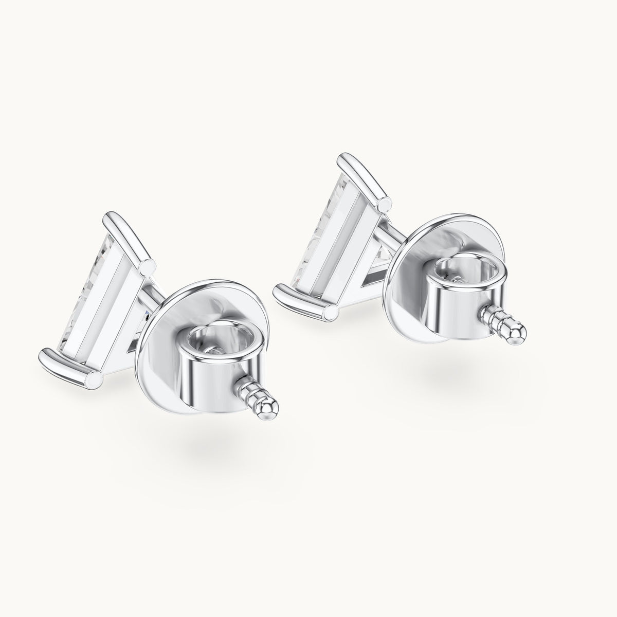 Trillion lab-grown diamond solitaire stud earrings in white gold, 1.30 CT TW, view 3