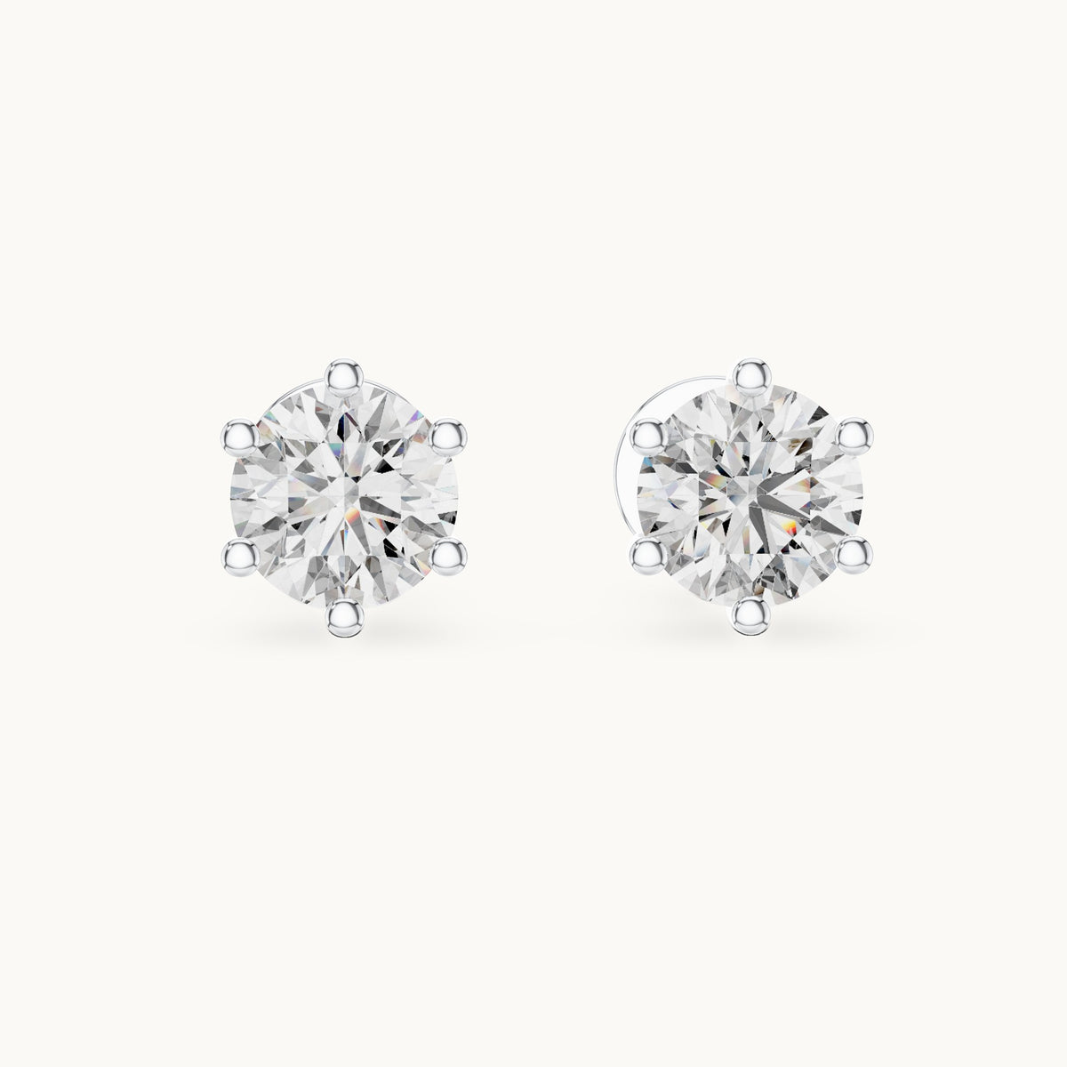 Round lab-grown diamond solitaire stud earrings in white gold, 1.22 CT TW, view 4