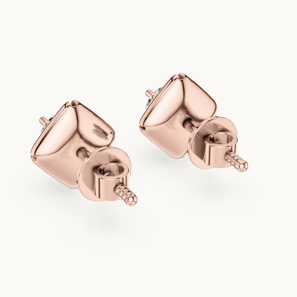 Round lab-grown diamond bezel stud earrings in rose gold, 0.478 CT TW, view 3