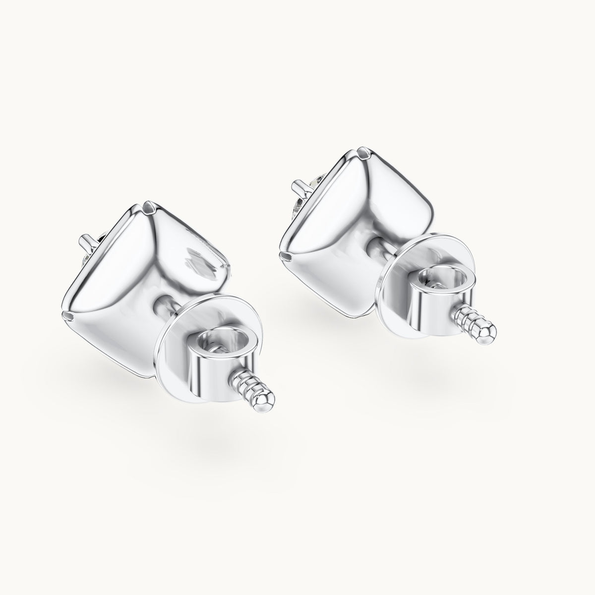 Round lab-grown diamond bezel stud earrings in white gold, 0.478 CT TW, view 3