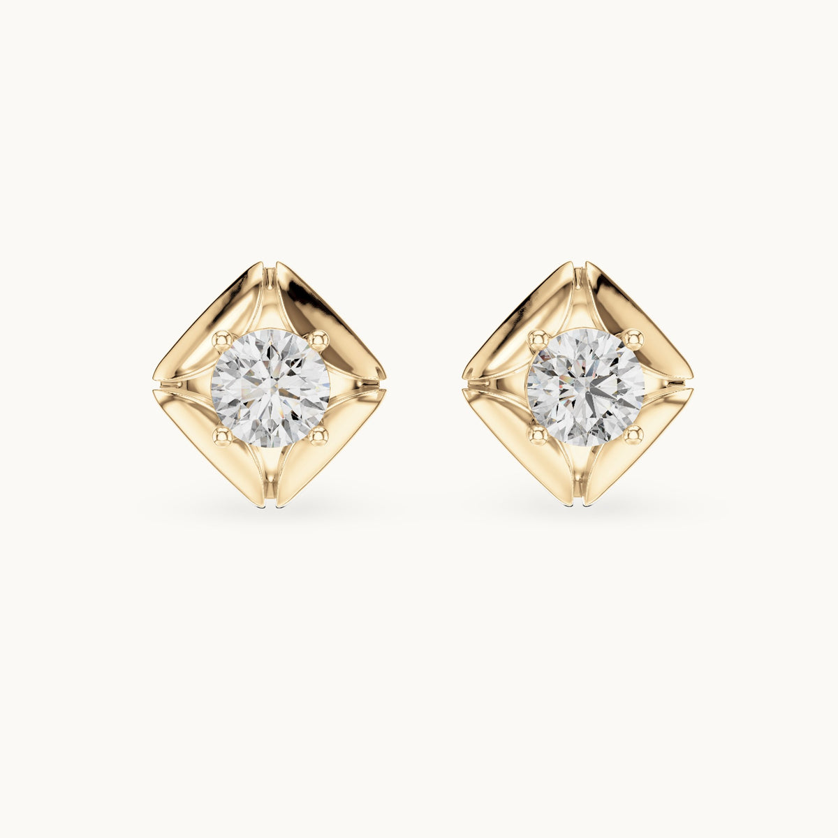 Round lab-grown diamond bezel stud earrings in yellow gold, 0.478 CT TW, view 4