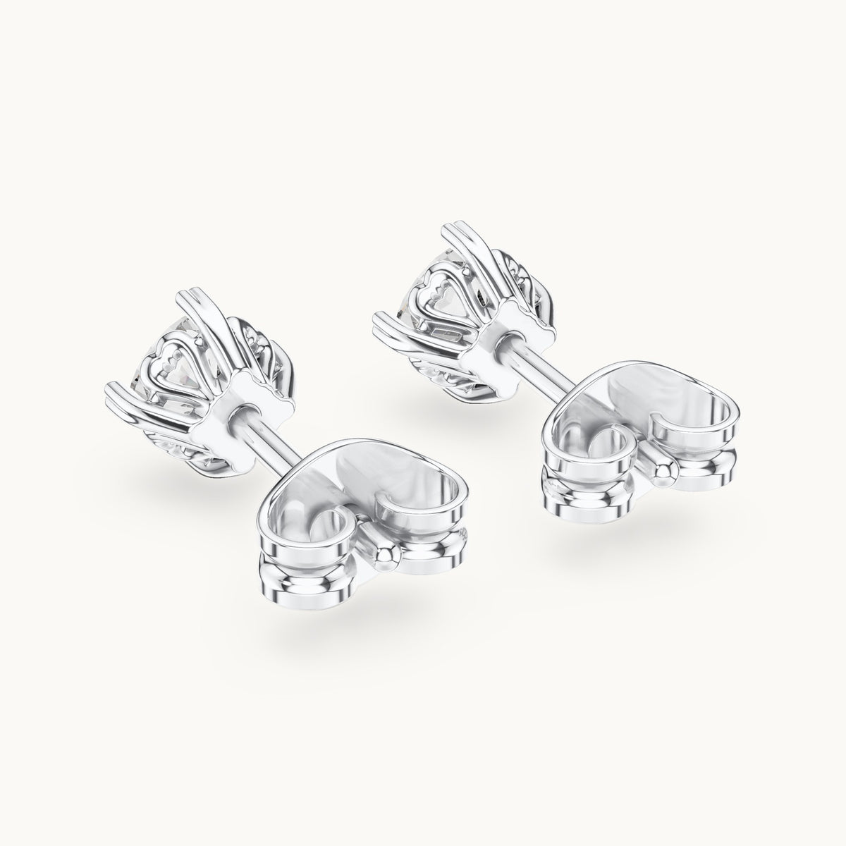 Cushion-cut lab-grown diamond solitaire stud earrings in white gold, 1.00 CT TW, view 3