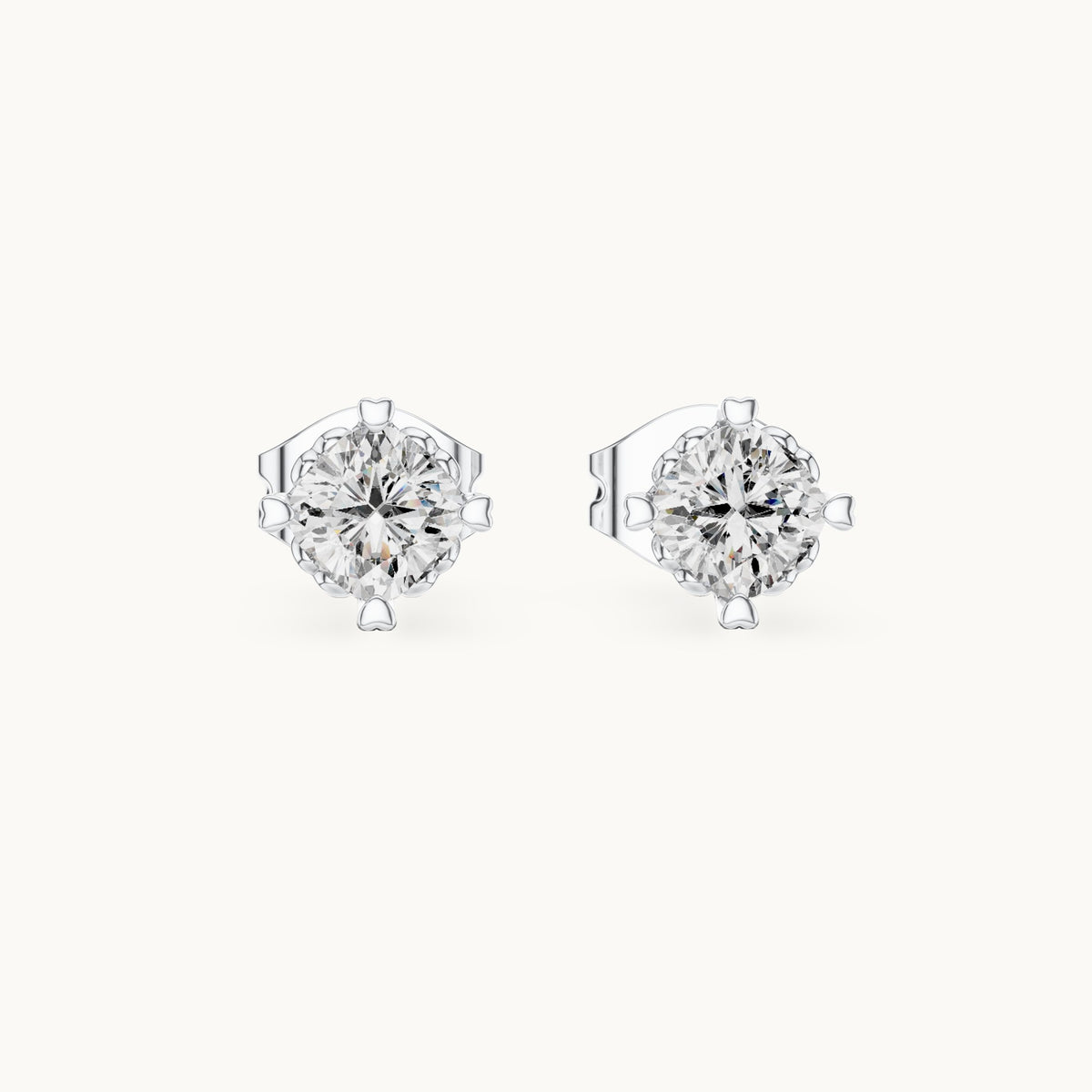 Cushion-cut lab-grown diamond solitaire stud earrings in white gold, 1.00 CT TW, view 4