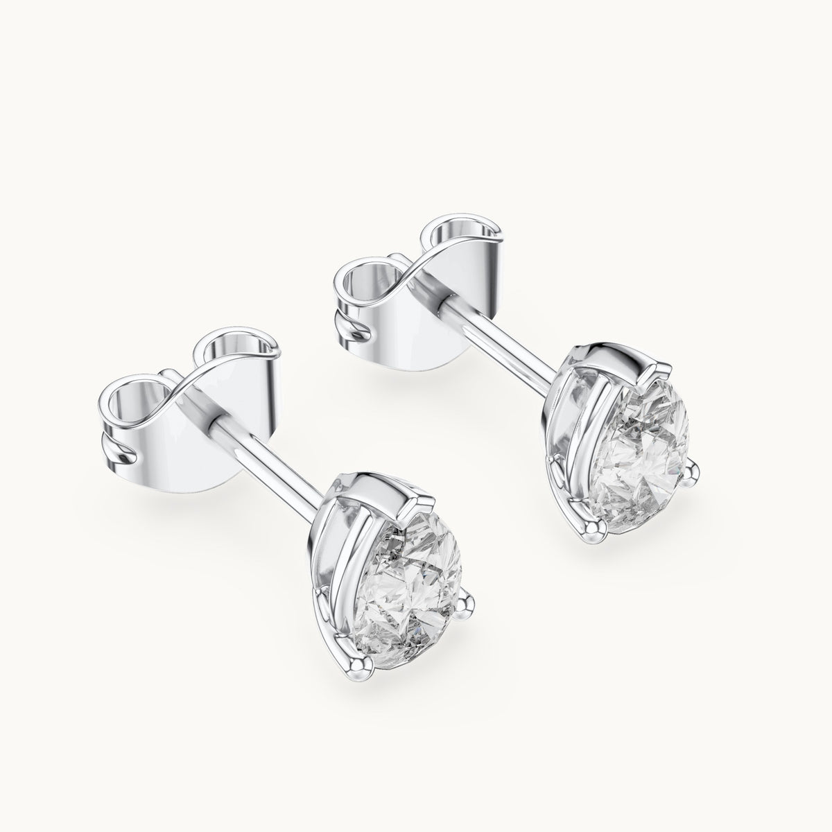 Pear lab-grown diamond v-tip solitaire stud earrings in white gold, 1.00 CT TW, view 2