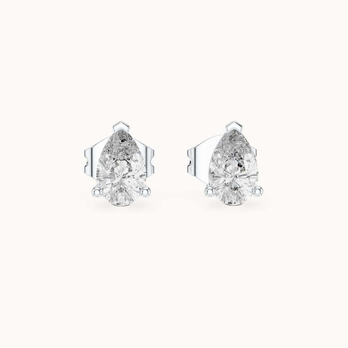 Pear lab-grown diamond v-tip solitaire stud earrings in white gold, 1.00 CT TW, view 4