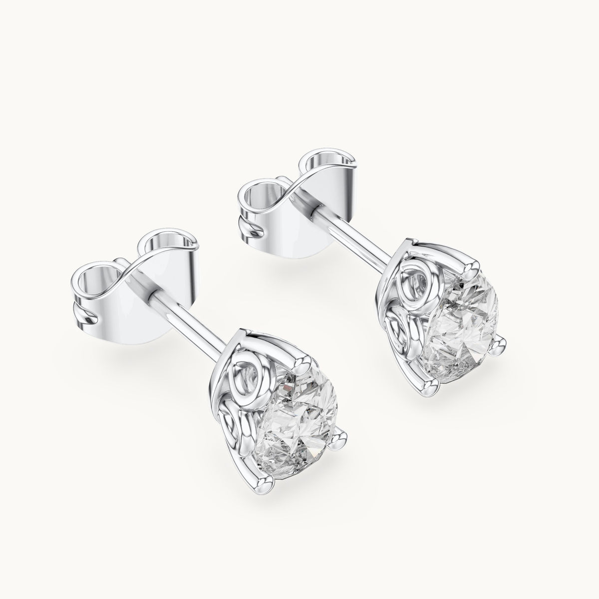 Pear lab-grown diamond solitaire stud earrings in white gold, 0.95 CT TW, view 2