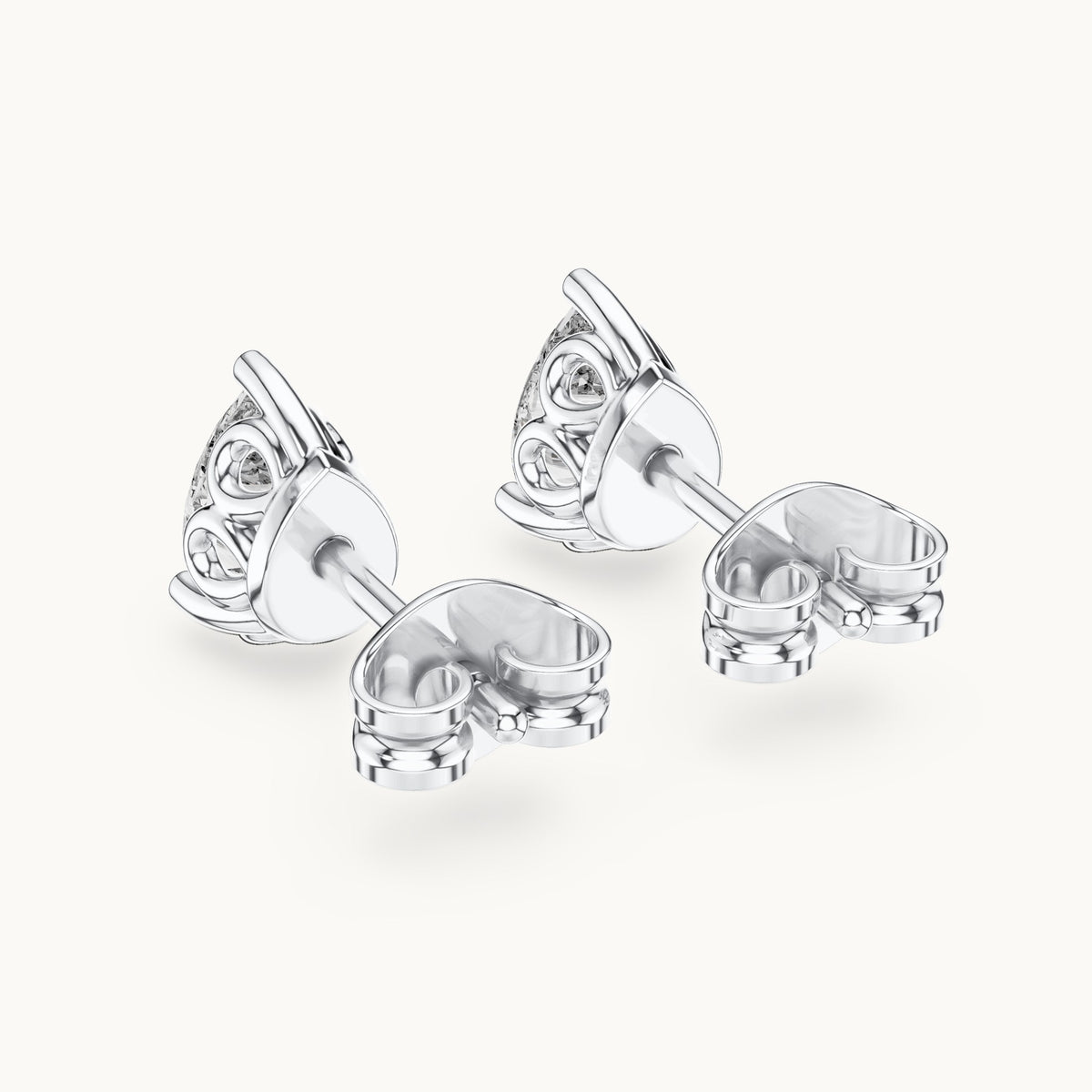 Pear lab-grown diamond solitaire stud earrings in white gold, 0.95 CT TW, view 3