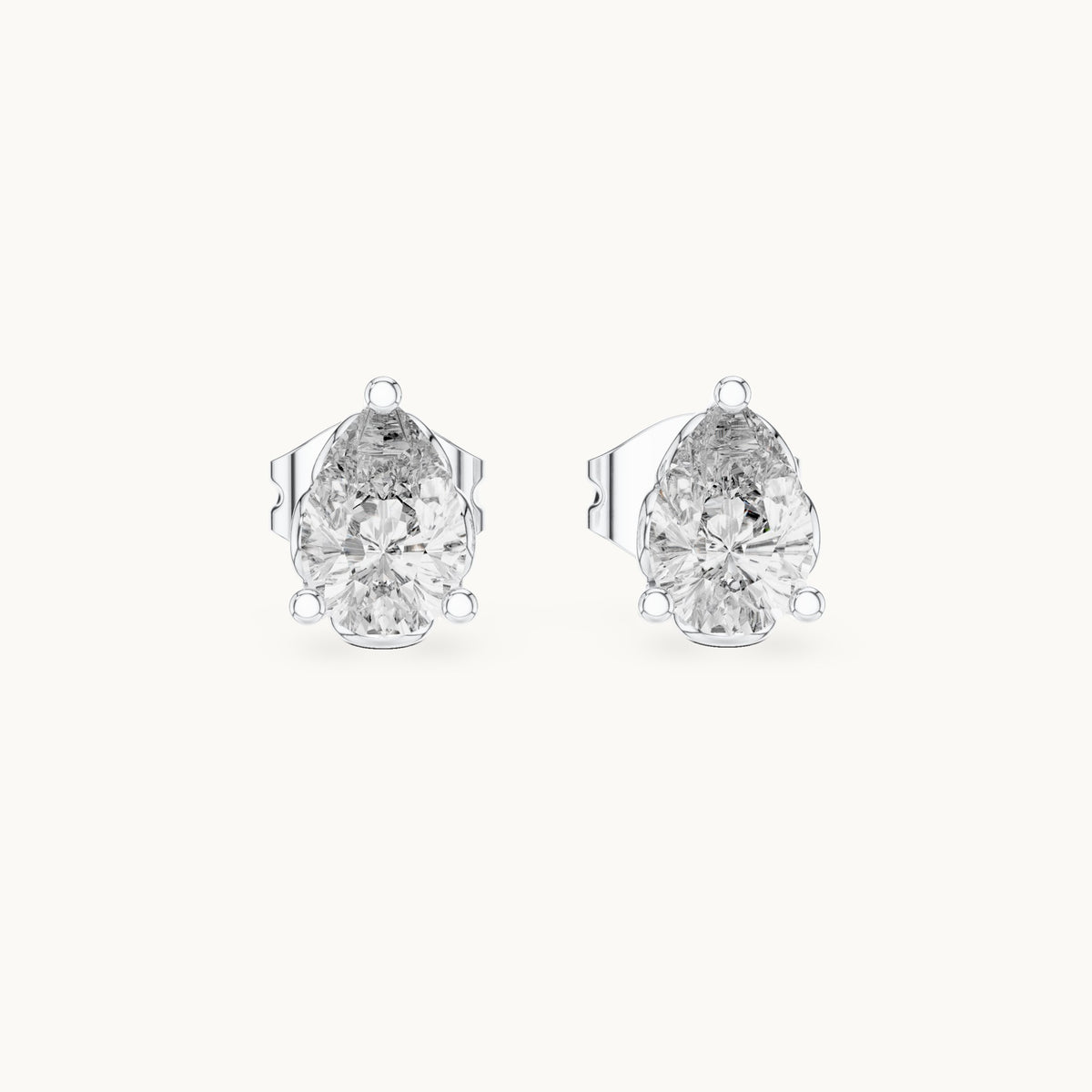 Pear lab-grown diamond solitaire stud earrings in white gold, 0.95 CT TW, view 4