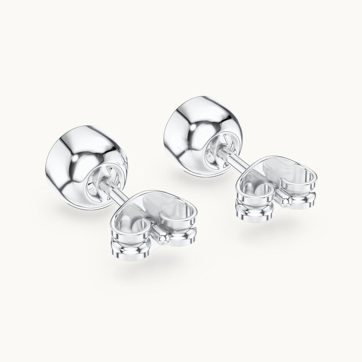 Round lab-grown diamond bezel stud earrings in white gold, 1.00 CT TW, view 3