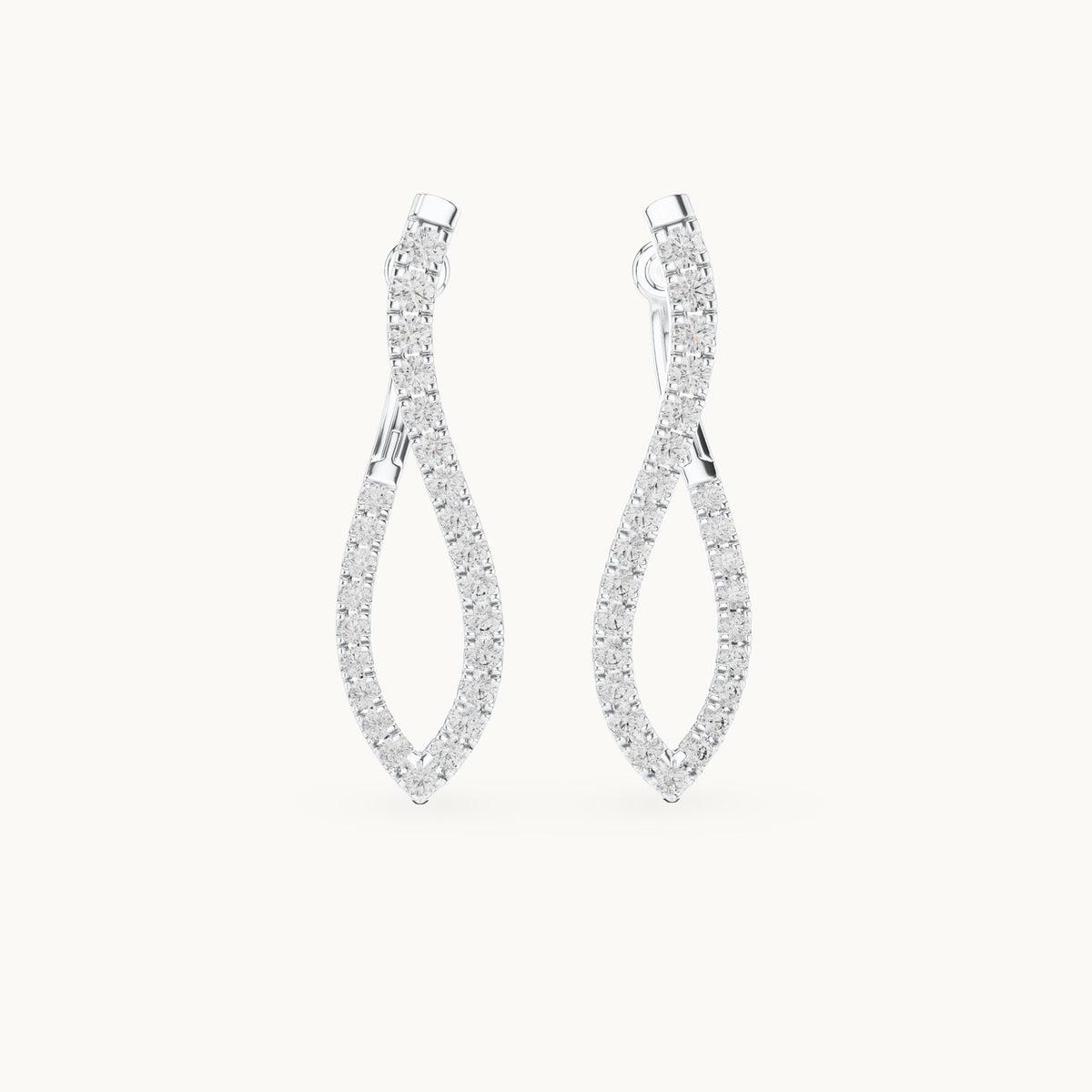 Round lab-grown diamond wave drop earrings in white gold, 0.788 CT TW, view 4