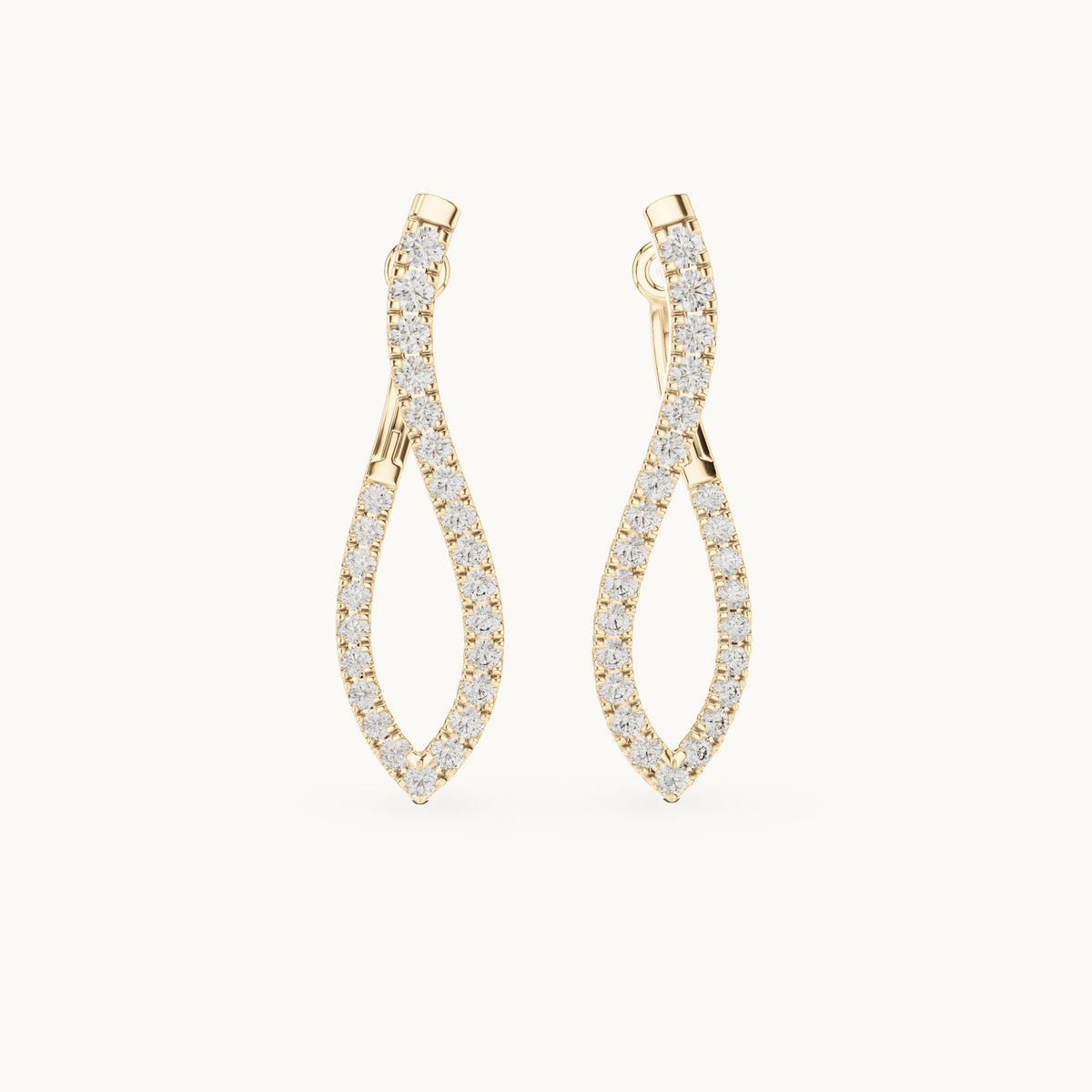 Round lab-grown diamond wave drop earrings in yellow gold, 0.788 CT TW, view 4