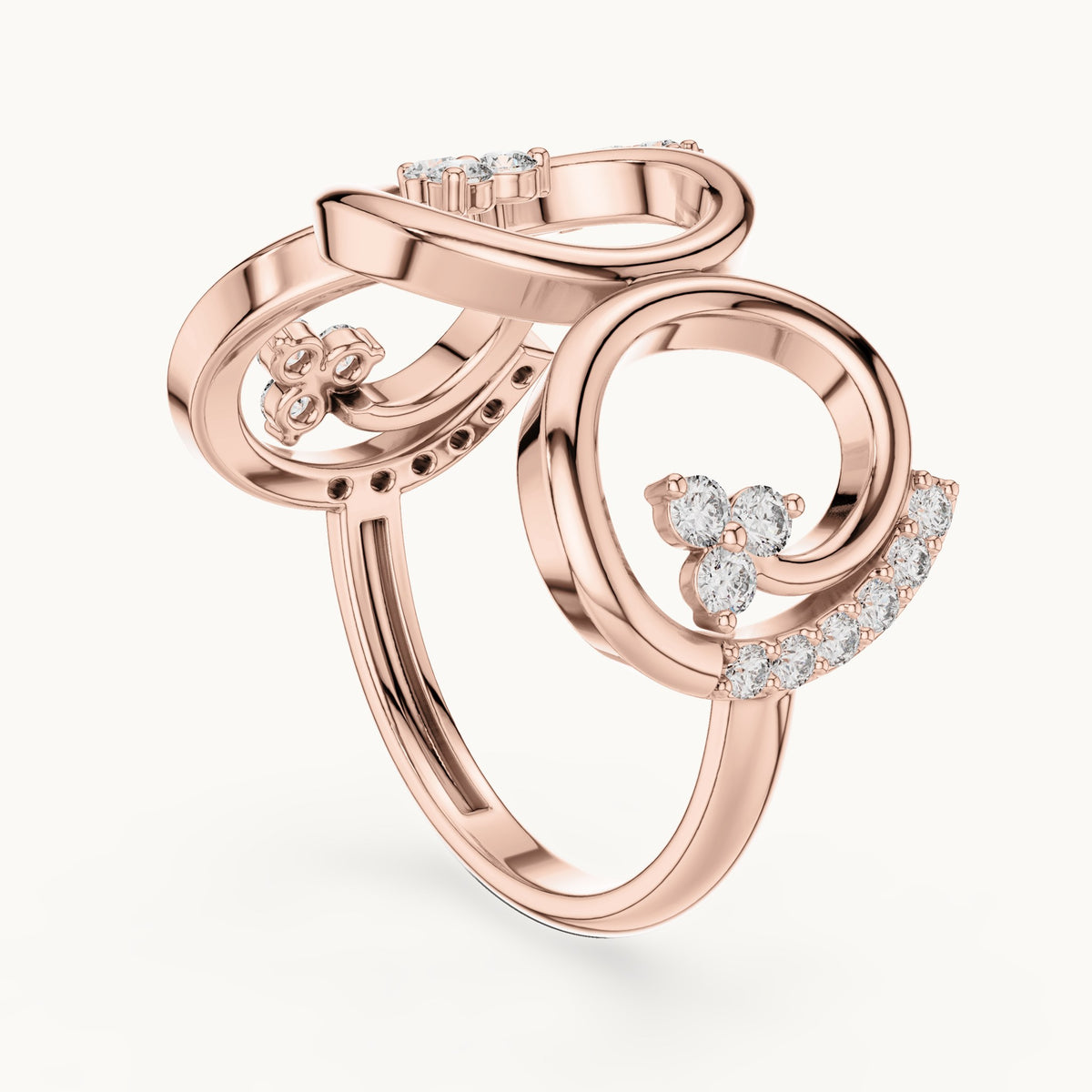 Round lab-grown diamond open circle ring in rose gold, 0.279 CT TW, view 1