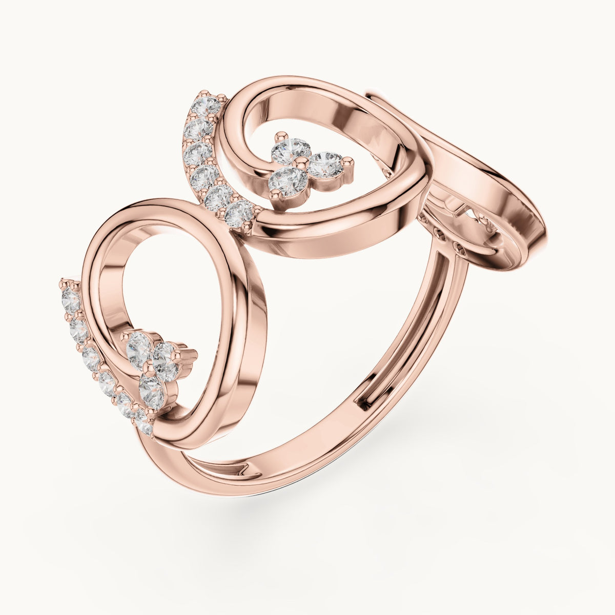 Round lab-grown diamond open circle ring in rose gold, 0.279 CT TW, view 2