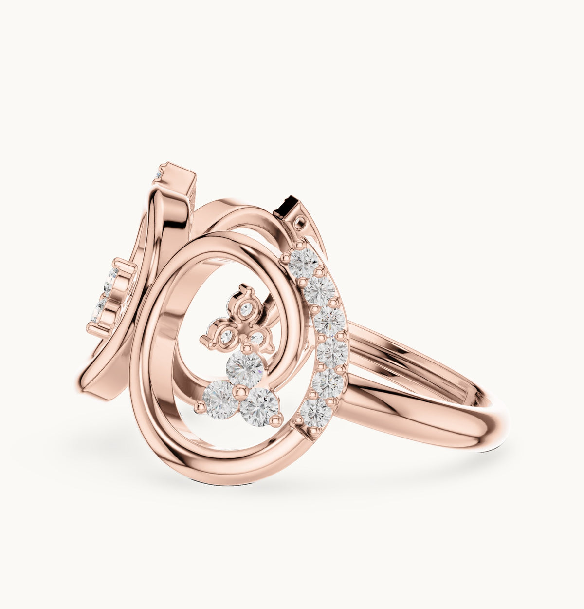 Round lab-grown diamond open circle ring in rose gold, 0.279 CT TW, view 3