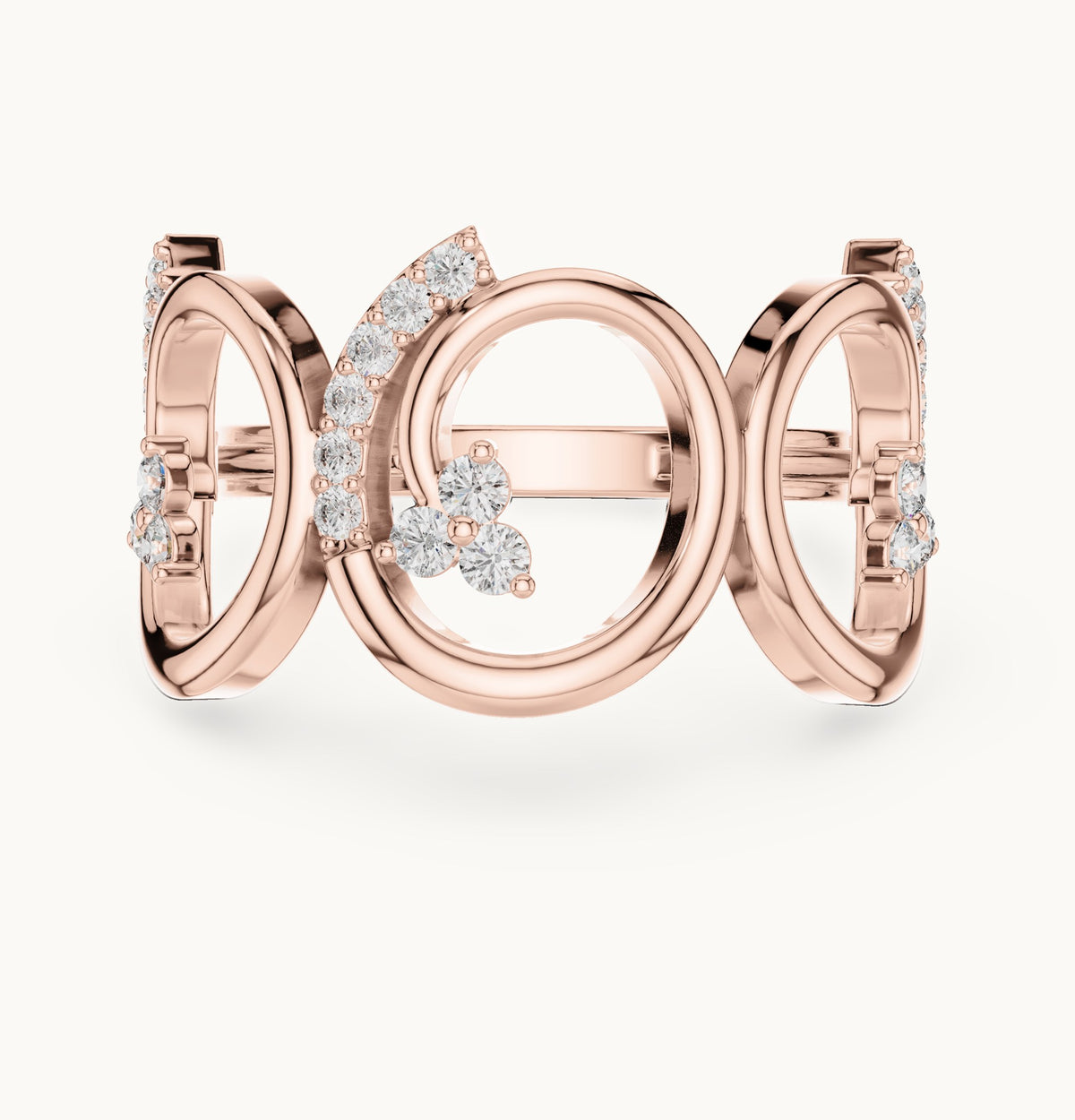 Round lab-grown diamond open circle ring in rose gold, 0.279 CT TW, view 4