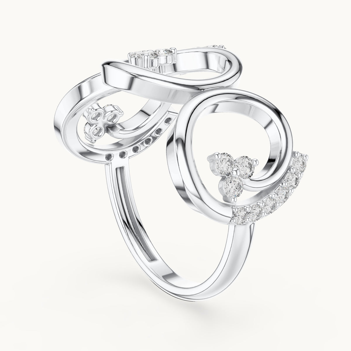 Round lab-grown diamond open circle ring in white gold, 0.279 CT TW, view 1
