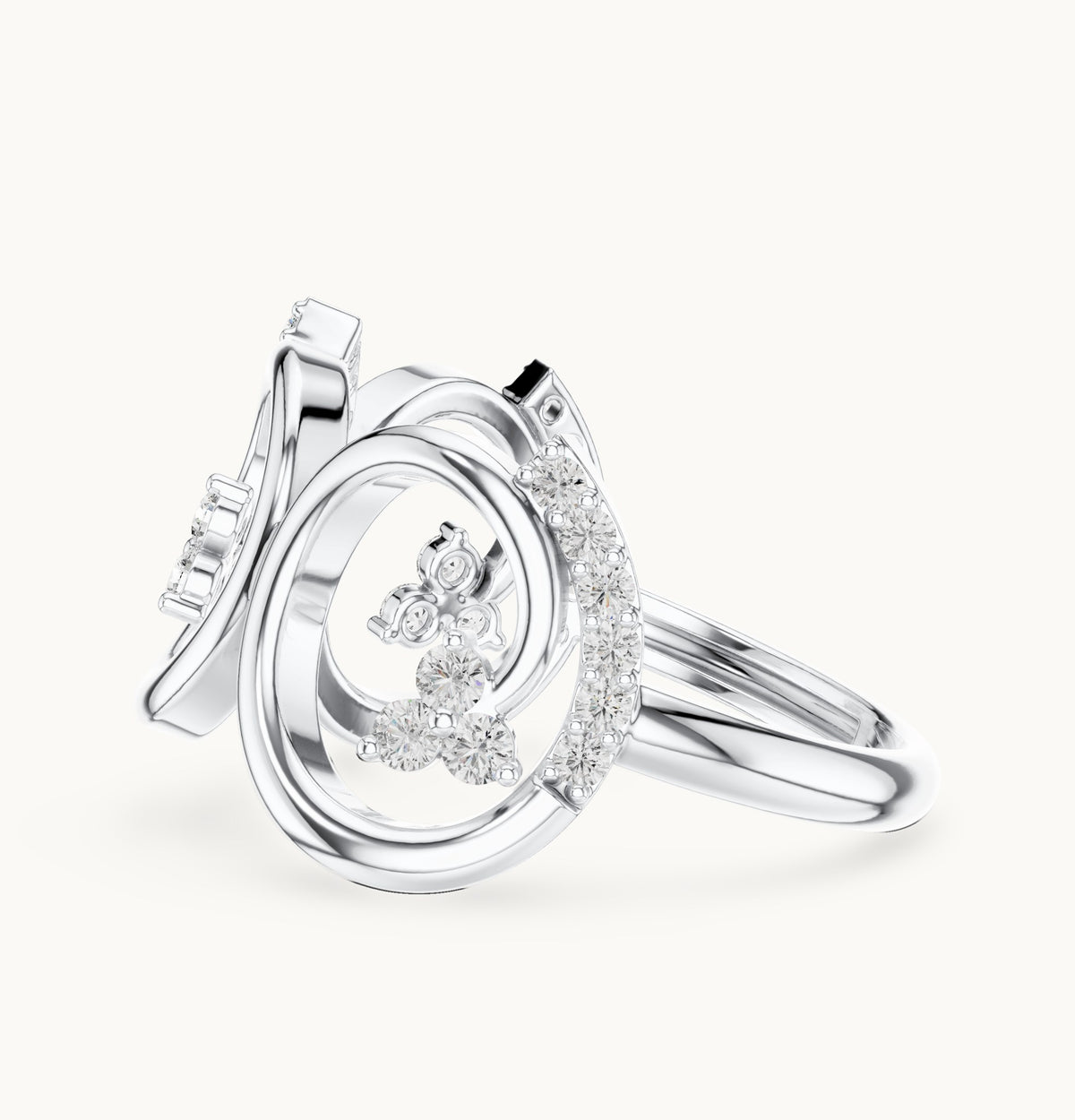 Round lab-grown diamond open circle ring in white gold, 0.279 CT TW, view 3