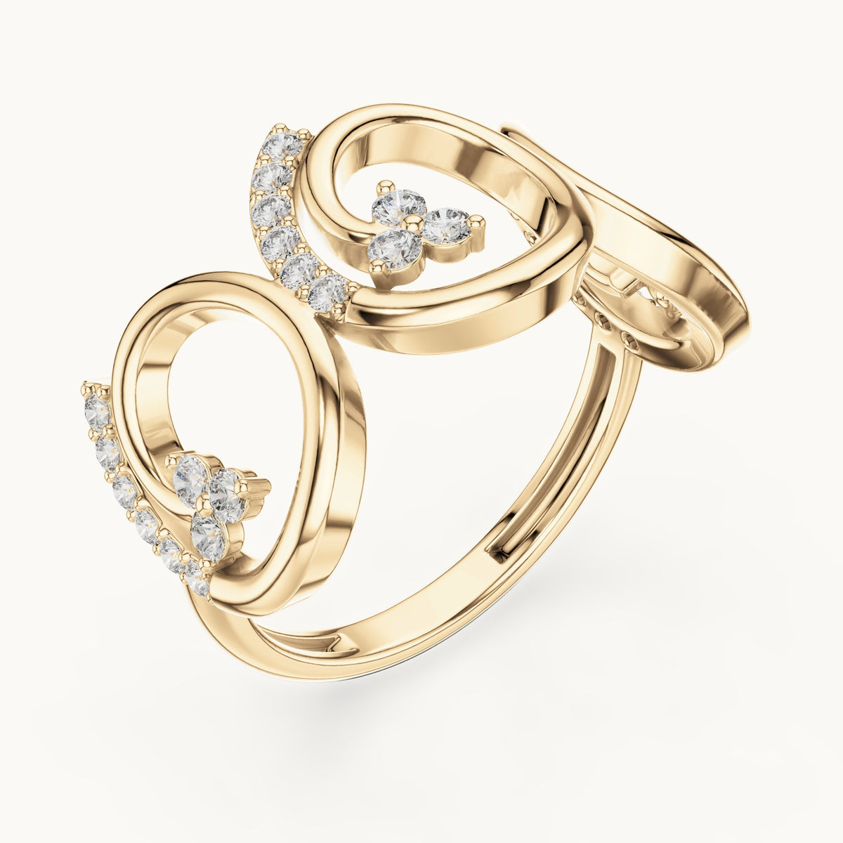 Round lab-grown diamond open circle ring in yellow gold, 0.279 CT TW, view 2