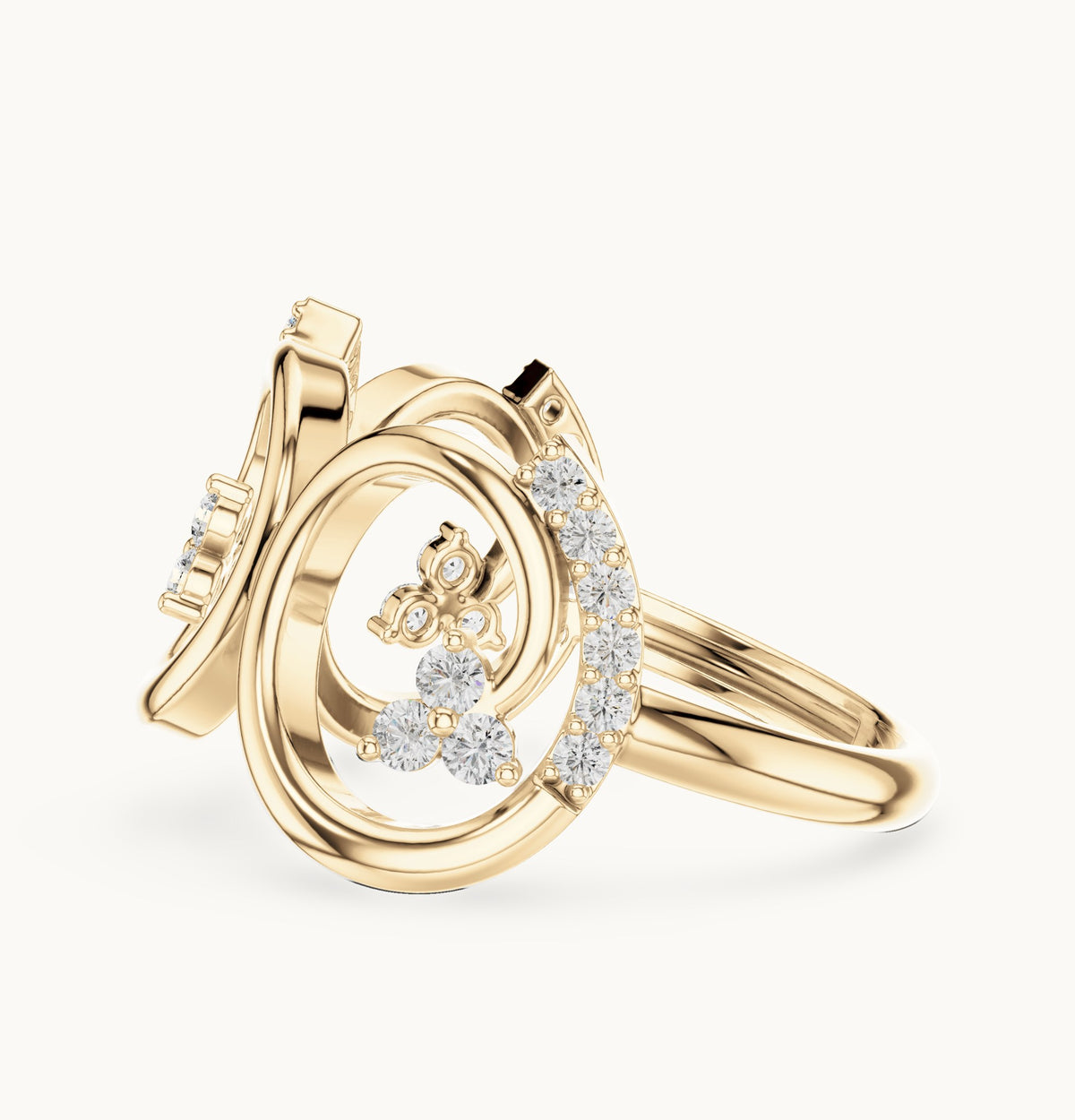 Round lab-grown diamond open circle ring in yellow gold, 0.279 CT TW, view 3