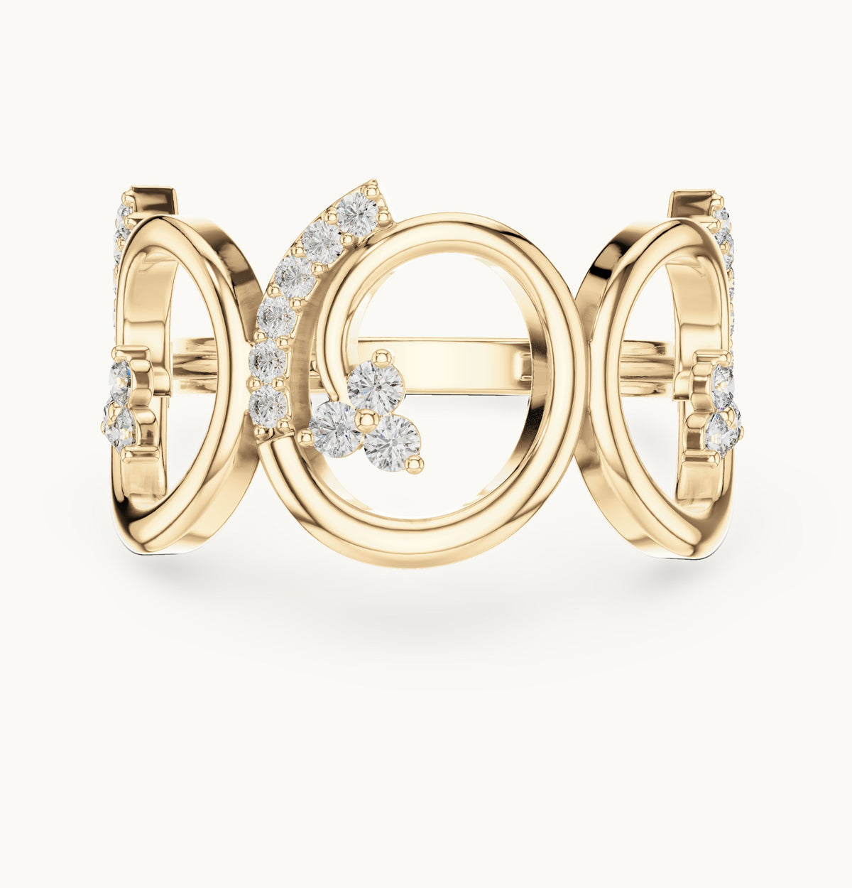 Round lab-grown diamond open circle ring in yellow gold, 0.279 CT TW, view 4