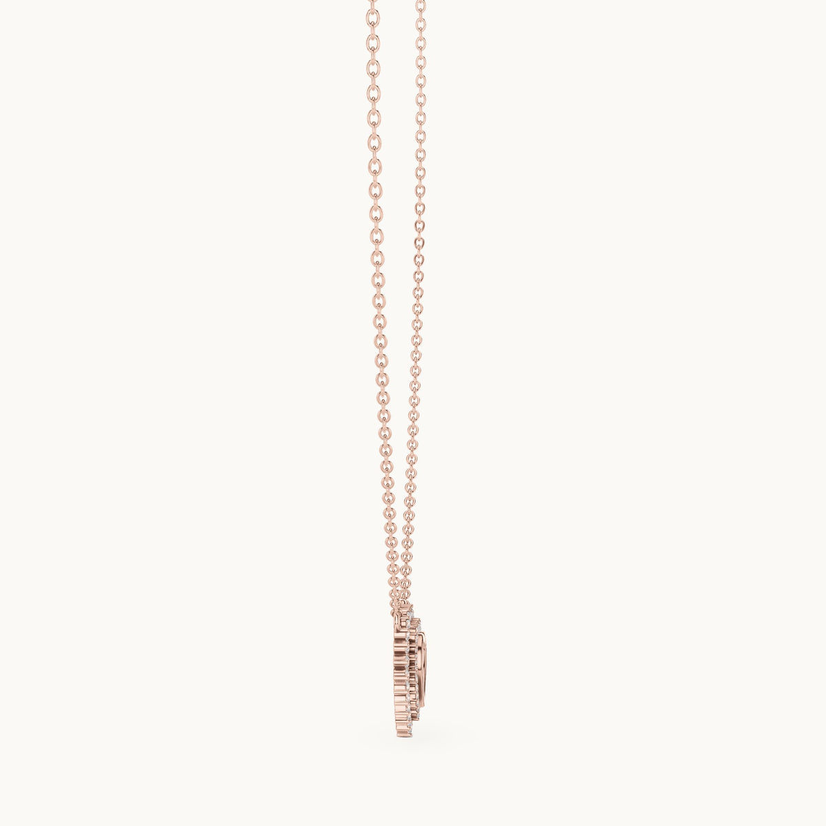 Round lab-grown diamond double halo heart pendant in rose gold, 0.38 CT TW, view 3
