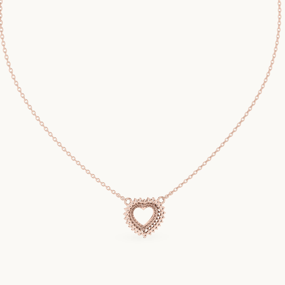 Round lab-grown diamond double halo heart pendant in rose gold, 0.38 CT TW, view 4
