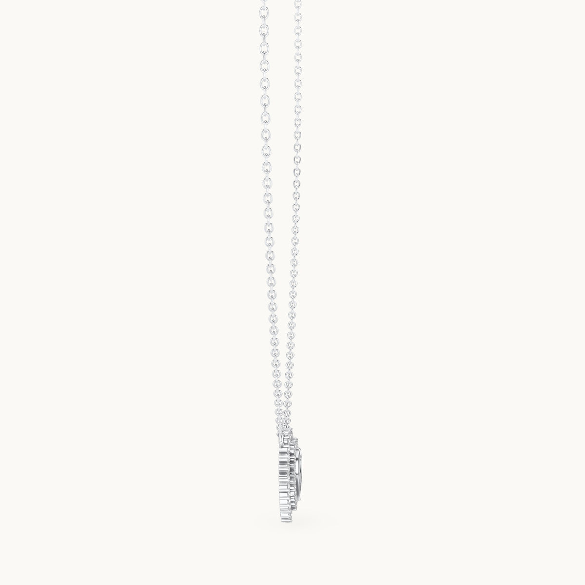 Round lab-grown diamond double halo heart pendant in white gold, 0.38 CT TW, view 3