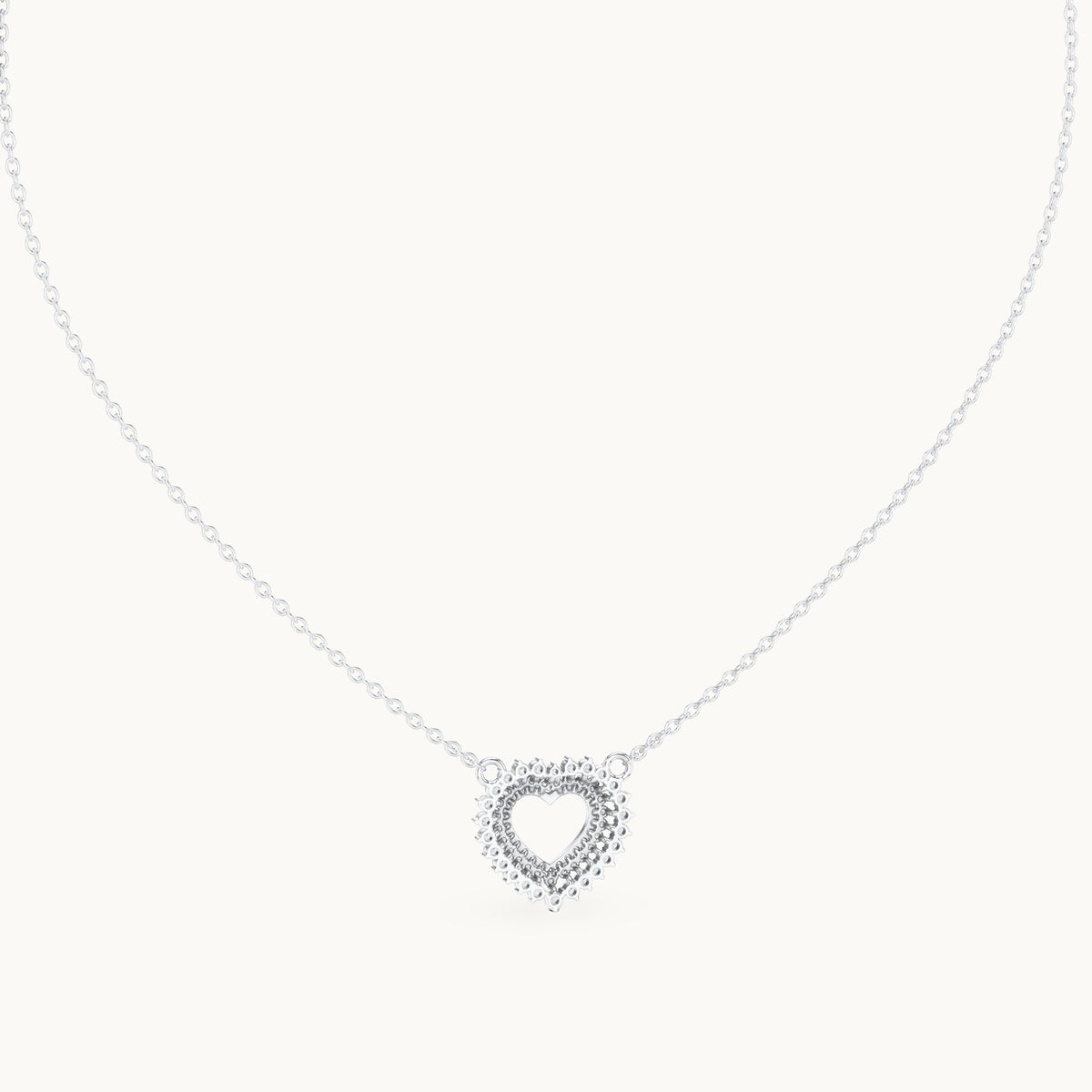 Round lab-grown diamond double halo heart pendant in white gold, 0.38 CT TW, view 4