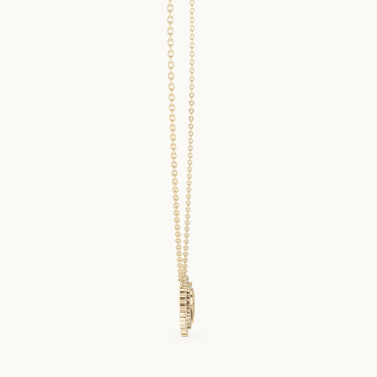 Round lab-grown diamond double halo heart pendant in yellow gold, 0.38 CT TW, view 3